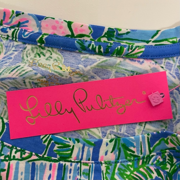 NWT Lilly Pulitzer Cody T-shirt Dress Sz XS Boca Blue Beneath The Bougainvillea - Picture 4 of 8